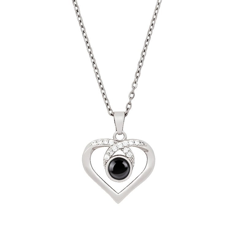 Buy Customizable Memorial Heart Necklace With Photo Projection 925 Sterling  Silver Online in India - Etsy