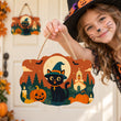Cute Witch Cat Halloween Door Decor