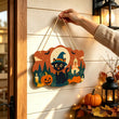 Cute Witch Cat Halloween Door Decor