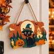 Cute Witch Cat Halloween Door Decor