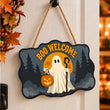 Cute White Ghost Halloween Welcome Door Hanger Paint by Number Kit