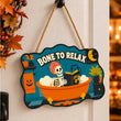 Funny Skeleton Bathtub Halloween Door Hanger Paint by Number Kit
