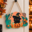 Cute Black and Pumpkin Halloween Door Decor