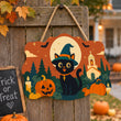 Cute Witch Cat Halloween Door Decor
