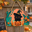 Cute Black and Pumpkin Halloween Door Decor