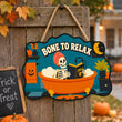 Funny Skeleton Bathtub Halloween Door Hanger Paint by Number Kit