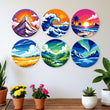Mini Round Nature Landscapes Paint by Numbers Kit Set (6 Panels)