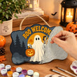 Cute White Ghost Halloween Welcome Door Hanger Paint by Number Kit