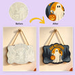 Cute White Ghost Halloween Welcome Door Hanger Paint by Number Kit
