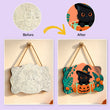 Cute Black and Pumpkin Halloween Door Decor