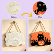 Cute Black Cat Halloween Door Decor Paint by Number