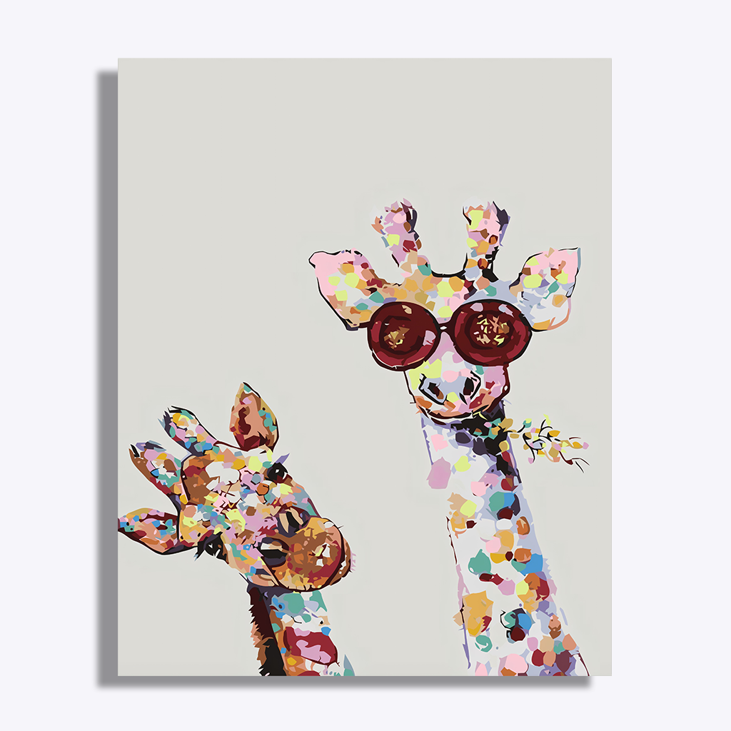 Duo of Pop Art Giraffes