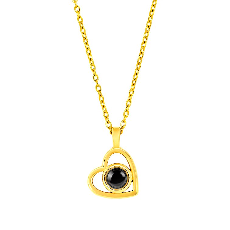Gold necklace heart with picture inside