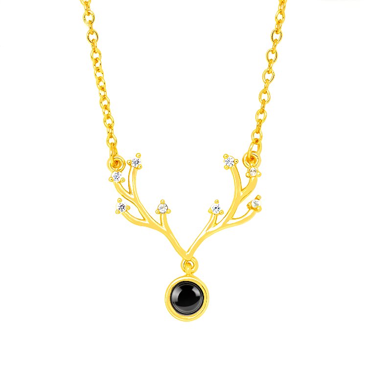 Personalized antler projection necklace gold