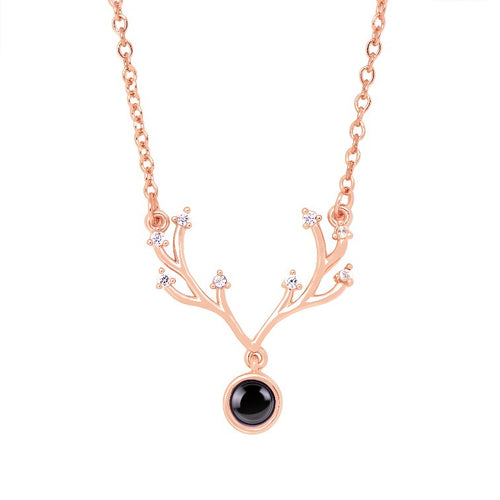Personalized antler projection necklace rose gold