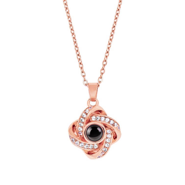 Rose Gold lucky four leaf photo necklace