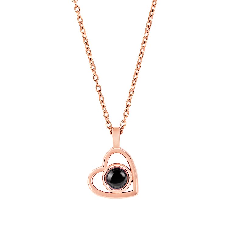 Rose Gold necklace heart with picture inside