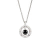 Silver personalized memorial microscopic carvings projection necklace